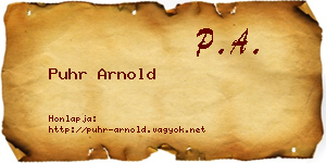 Puhr Arnold névjegykártya